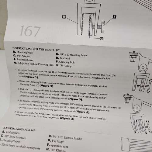 Tripod no 167 Mount /Clamp for Large Lenses with instructions  still in Box