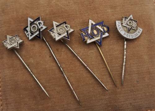 5 Vintage Masonic Hebrew Order of David Pins
