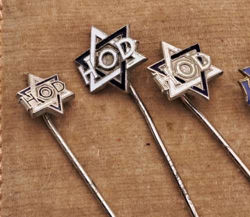 5 Vintage Masonic Hebrew Order of David Pins