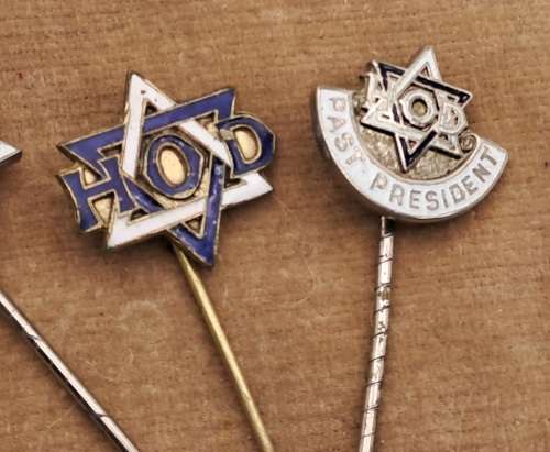5 Vintage Masonic Hebrew Order of David Pins