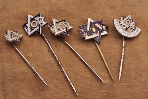 5 Vintage Masonic Hebrew Order of David Pins