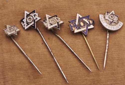 5 Vintage Masonic Hebrew Order of David Pins