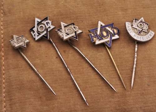 5 Vintage Masonic Hebrew Order of David Pins
