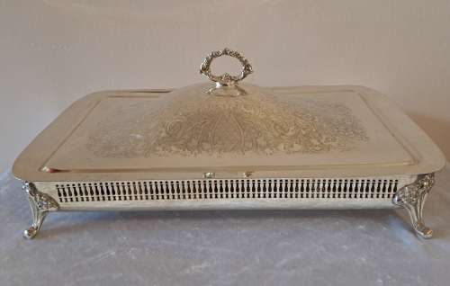 Large   Silver-Plate Entree serving Dish with lid.