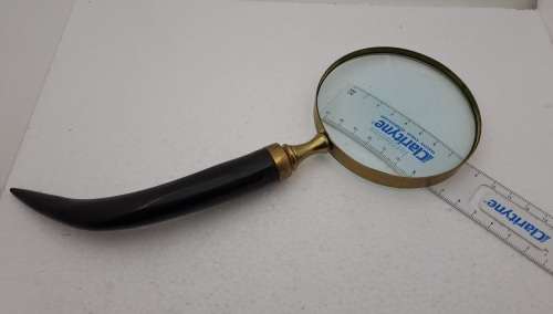Antique Rustic Horn Handle and Brass Magnifying Glass