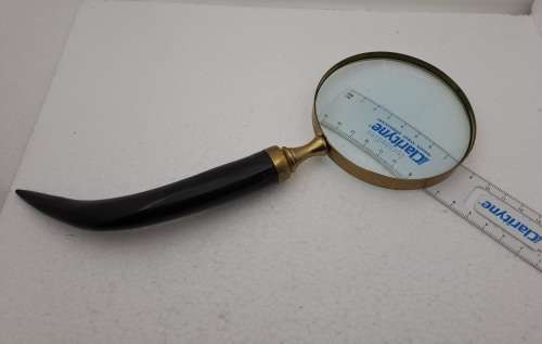 Antique Rustic Horn Handle and Brass Magnifying Glass