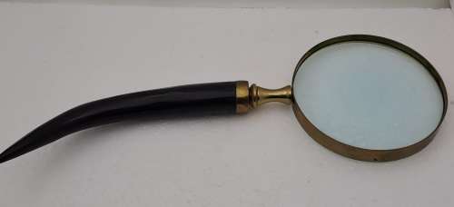 Antique Rustic Horn Handle and Brass Magnifying Glass