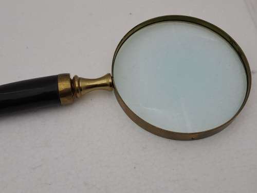 Antique Rustic Horn Handle and Brass Magnifying Glass
