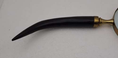 Antique Rustic Horn Handle and Brass Magnifying Glass