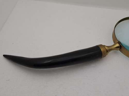 Antique Rustic Horn Handle and Brass Magnifying Glass