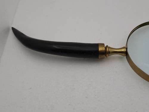 Antique Rustic Horn Handle and Brass Magnifying Glass