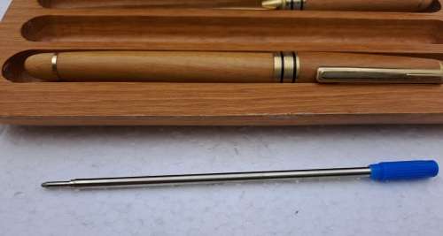 Wood Pen Set- Ballpoint Pen, Fountain Pen with Iridium Point Germany and letter opener in Case