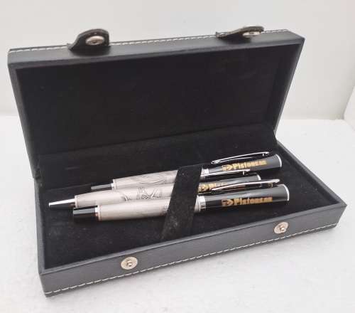 Pen Gift Set- Ballpoint Pen,Rollerball and  Fountain Pen with Iridium Point in Leather Case