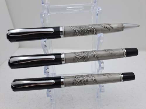 Pen Gift Set- Ballpoint Pen,Rollerball and  Fountain Pen with Iridium Point in Leather Case