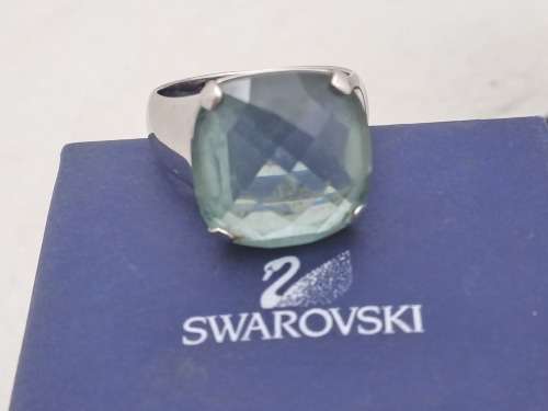 Pre-Owned Light Turquoise Swarovski Crystal Ladies Dress ring - Boxed.