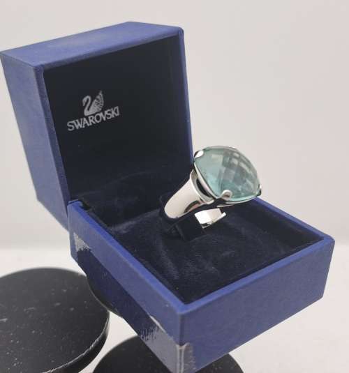 Pre-Owned Light Turquoise Swarovski Crystal Ladies Dress ring - Boxed.