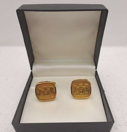 Vintage cufflinks with Bloemfontein Coat of Arms -Boxed