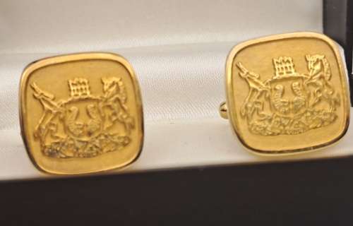 Vintage cufflinks with Bloemfontein Coat of Arms -Boxed