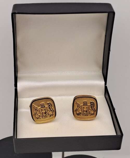 Vintage cufflinks with Bloemfontein Coat of Arms -Boxed