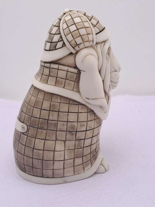 Rare Vintage Collectable John Biccard Crushed Marble Figurine - Detective Bloodhound Dog