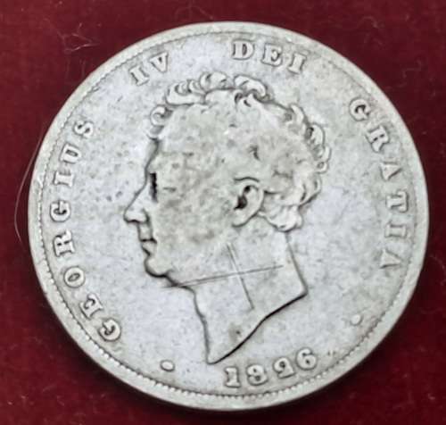 1826 United Kingdom Sterling Silver 1 Shilling - George IV 2nd portrait, 3rd reverse