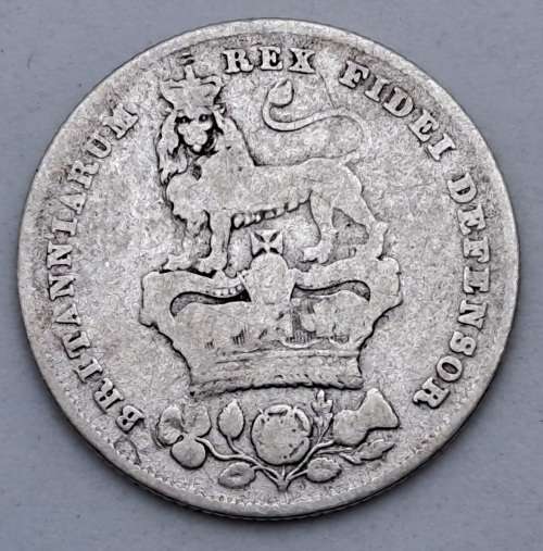 1826 United Kingdom Sterling Silver 1 Shilling - George IV 2nd portrait, 3rd reverse