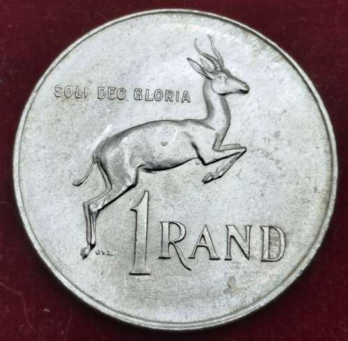 1966  South Africa Silver  1 Rand Afrikaans legend - SUID AFRICA