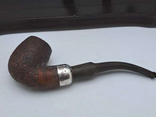 5 Used Vintage smoking Pipes with wooden stand-1 Antique Petersons System Pipe with sterling silver