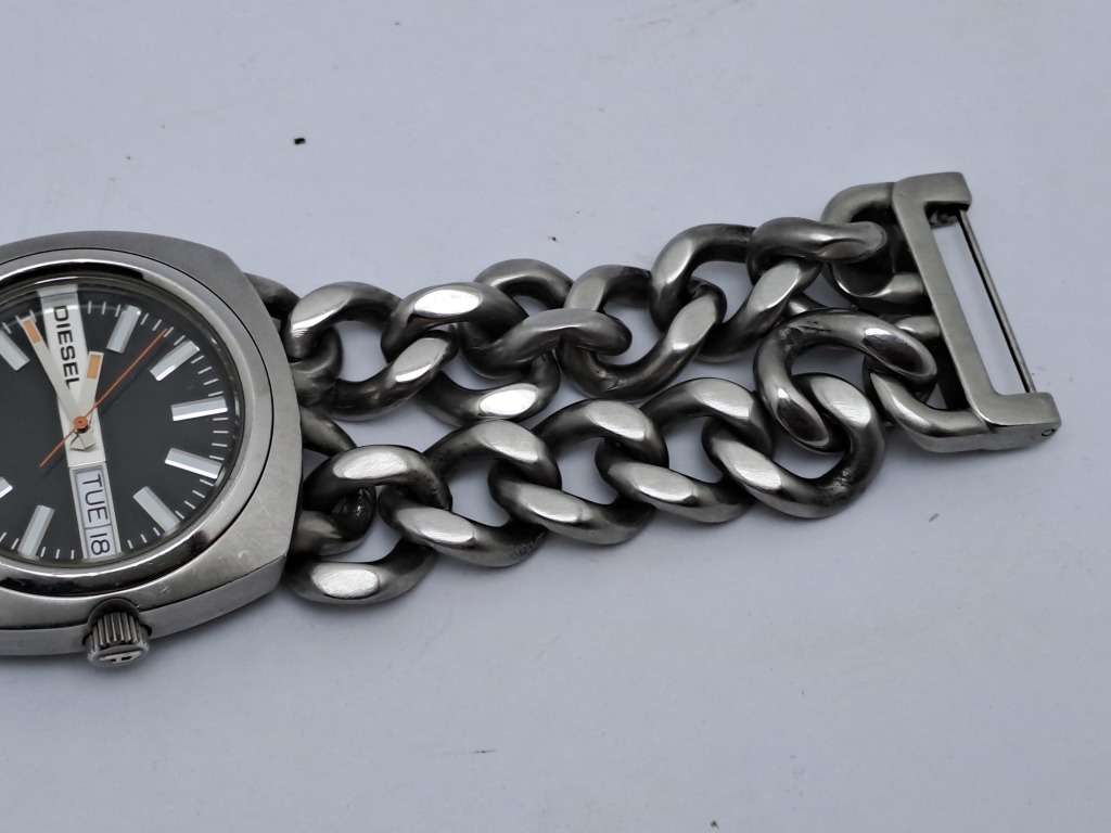 Pre-owned Unused Mens Diesel Solid Stainless steel Quartz Watch -Working -short strap