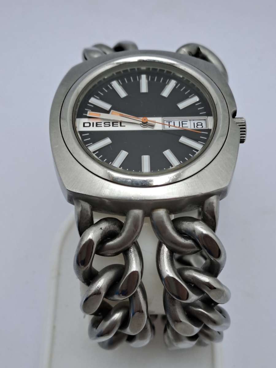 Pre-owned Unused Mens Diesel Solid Stainless steel Quartz Watch -Working -short strap