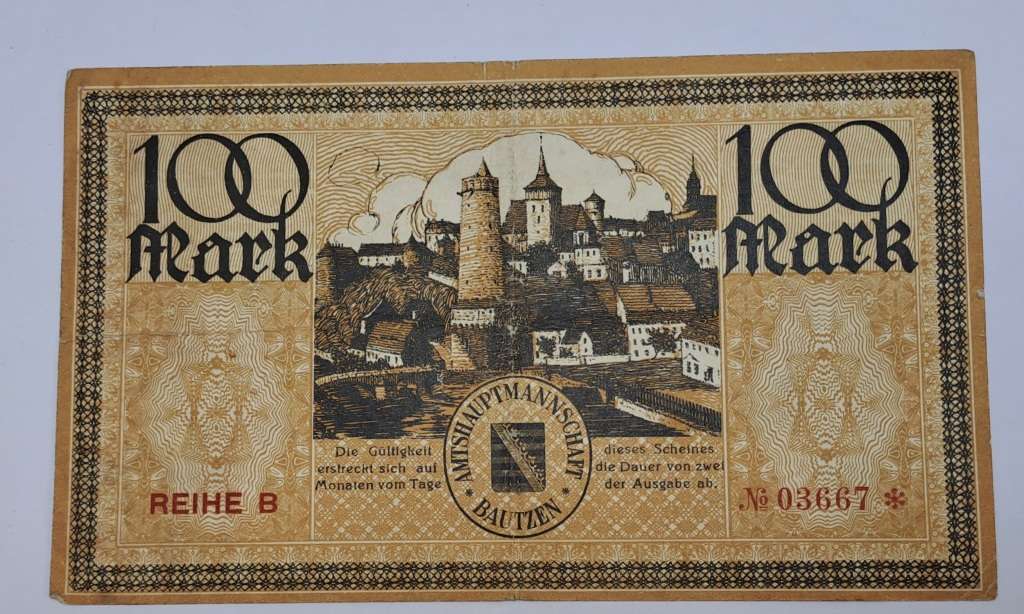 Germany -1922 -100 Mark District of Bautzen (Federal state of Saxony)