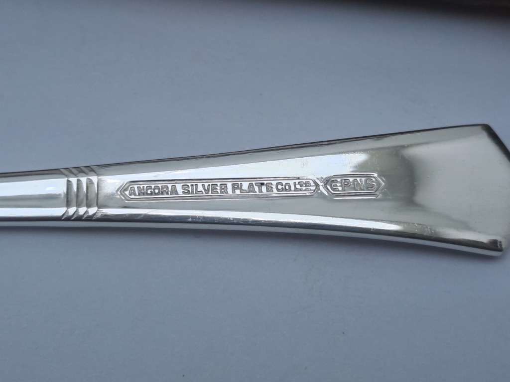 8pc Vintage Angora Silver Plate E.P.N.S TeaSpoon Set -Boxed-England