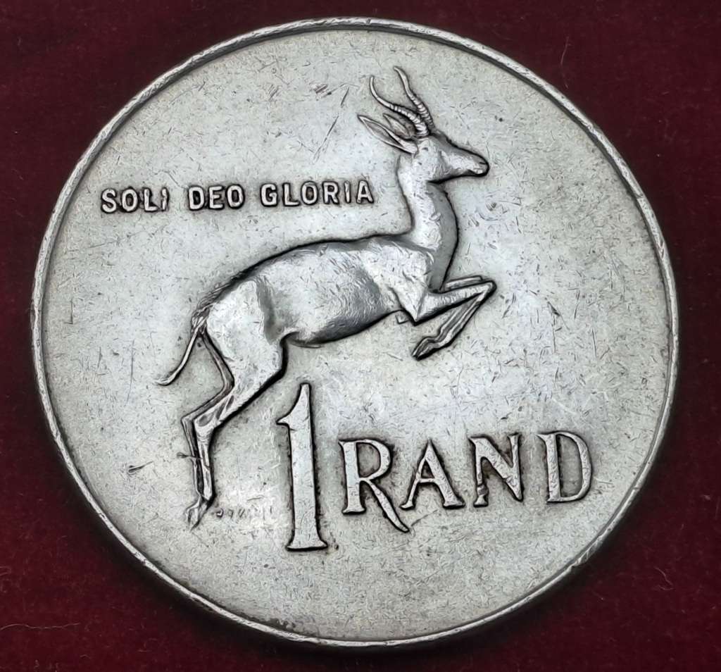 1966  South Africa Silver  1 Rand Afrikaans legend - SUID AFRICA