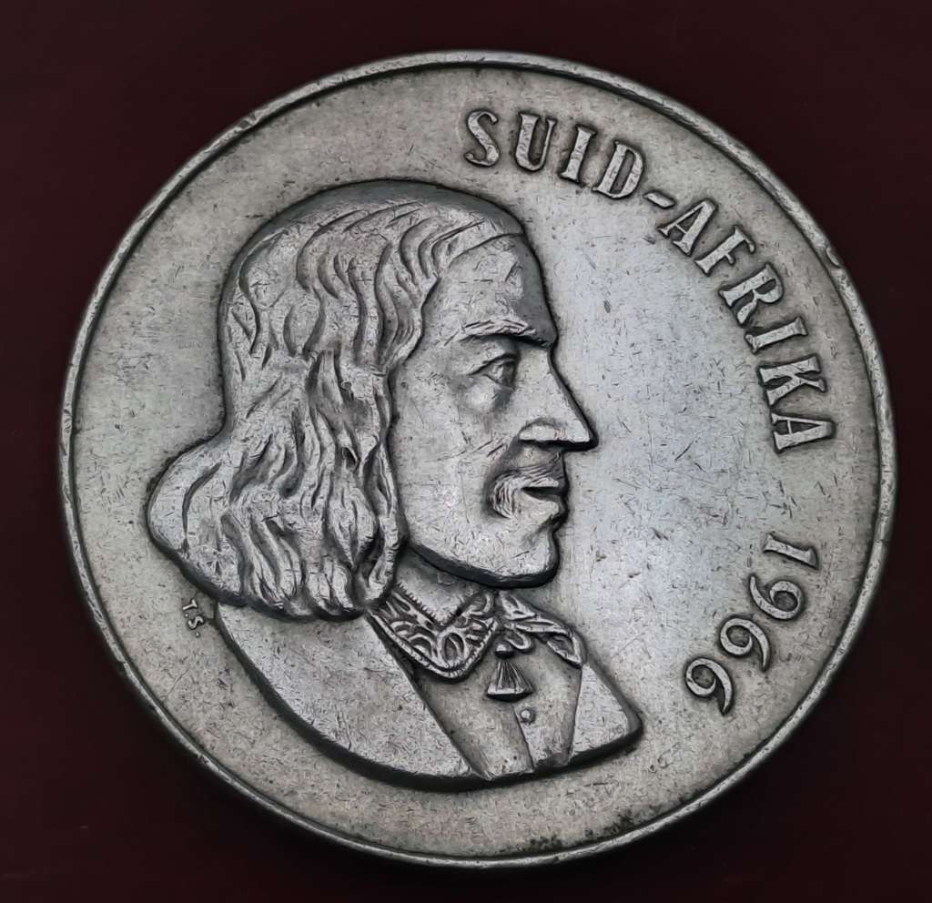 1966  South Africa Silver  1 Rand Afrikaans legend - SUID AFRICA