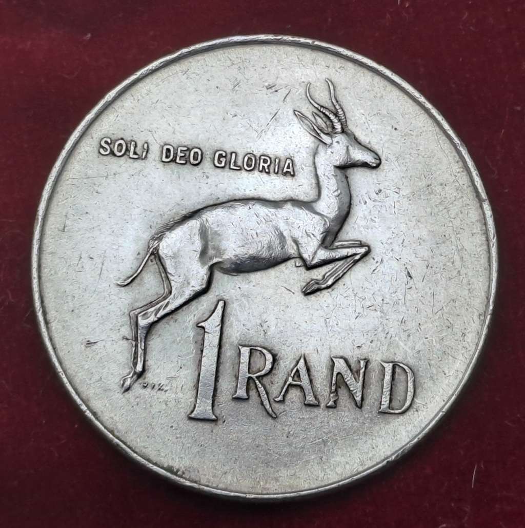 1966  South Africa Silver  1 Rand Afrikaans legend - SUID AFRICA