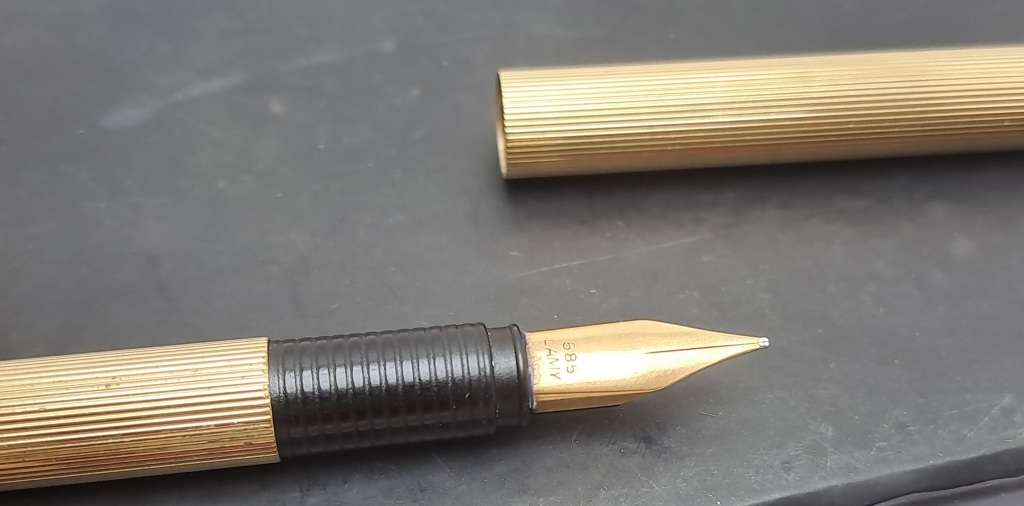 Vintage Gold Tone Lamy Fountain Pen with 585 (14 ct Gold ) Nib - Engraved - Germany