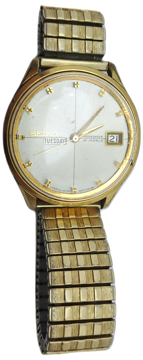 Vintage Seiko Weekdater Automatic Diashock 6206-800IT 26 Jewels  Men`s Watch -Working