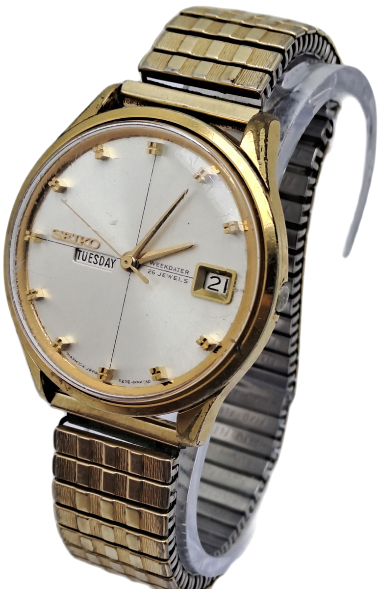 Vintage Seiko Weekdater Automatic Diashock 6206-800IT 26 Jewels  Men`s Watch -Working