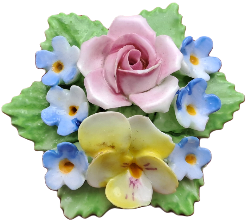 Vintage Floral Denton Bone China Brooch -Made in England