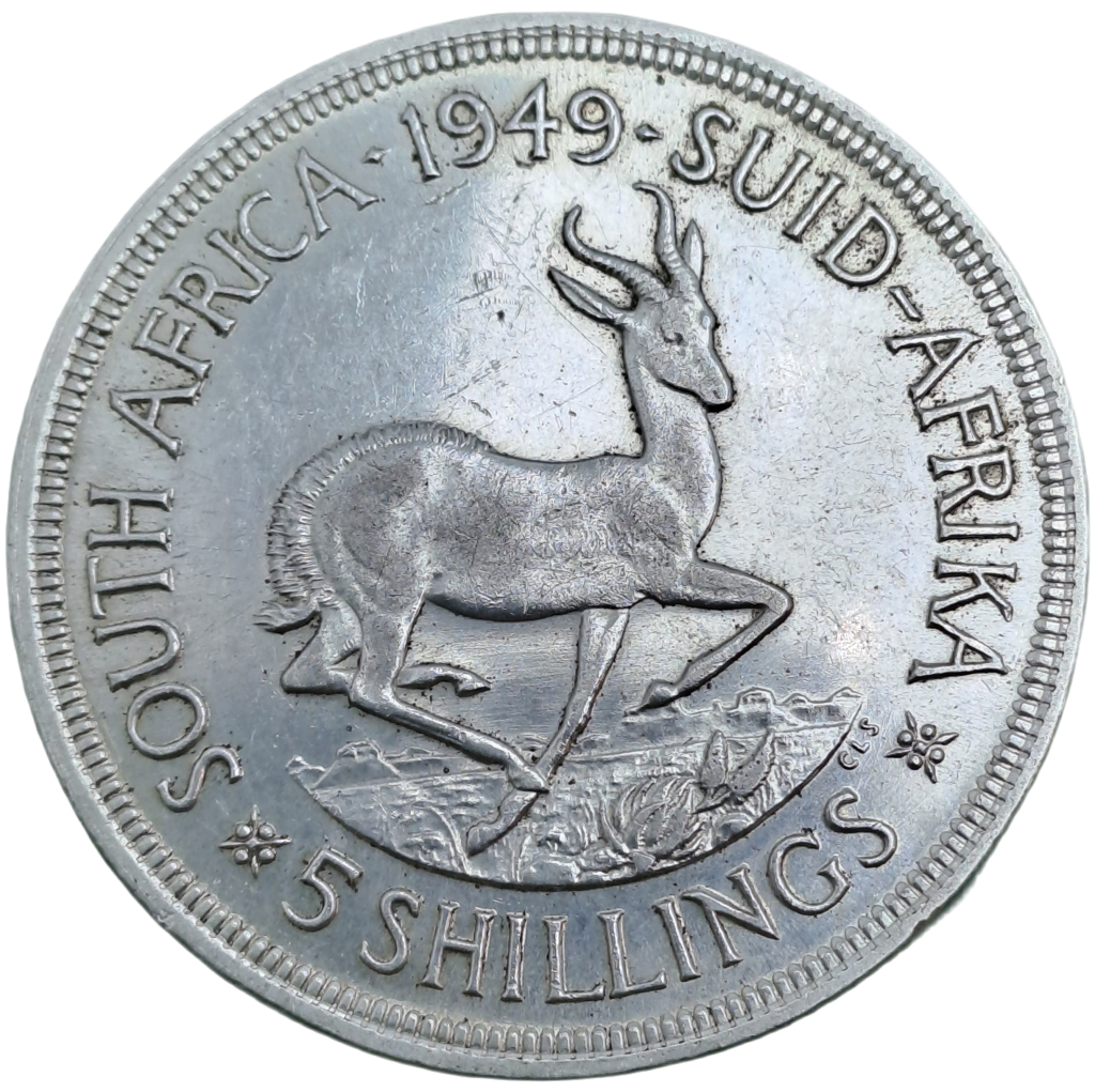 1949 South Africa Silver 5 Shillings  - George VI 5 Shillings