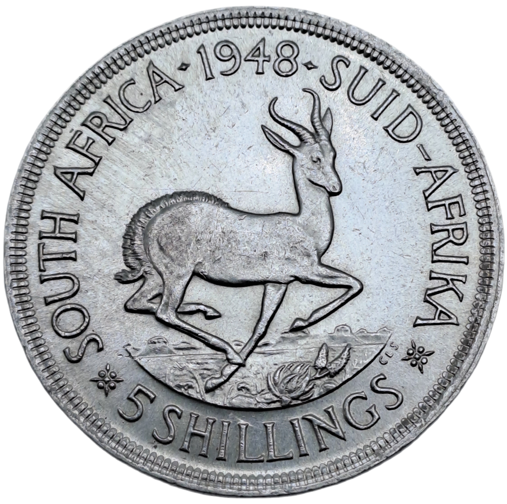 1948 South Africa Silver 5 Shillings -George VI 5 Shillings