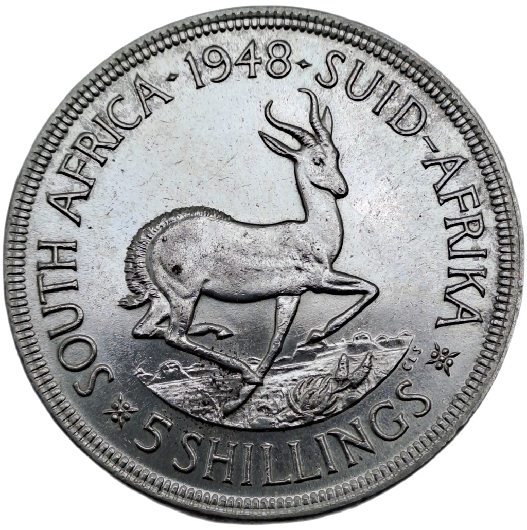 1948 South Africa Silver 5 Shillings -George VI 5 Shillings