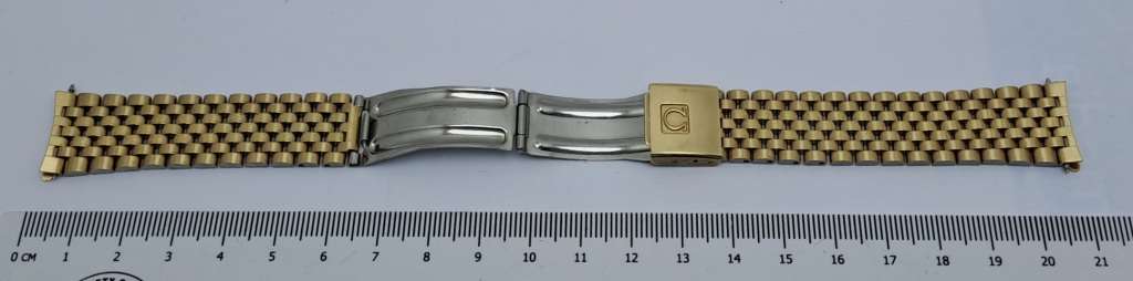 Vintage Original Omega {32 } 1382 Stainless Steel Gold Plated Strap -Used Condition with Pins