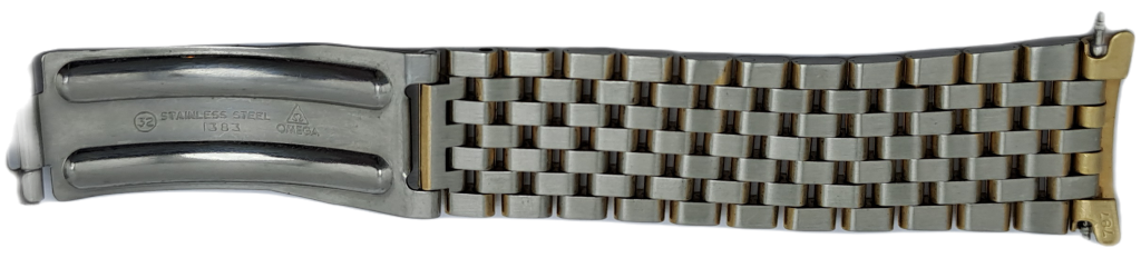 Vintage Original Omega {32 } 1382 Stainless Steel Gold Plated Strap -Used Condition with Pins