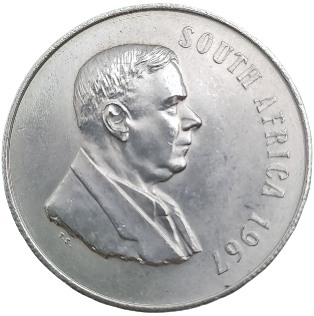 1967 South Africa  SILVER 1 Rand Dr. H.F Verwoerd, English Legend