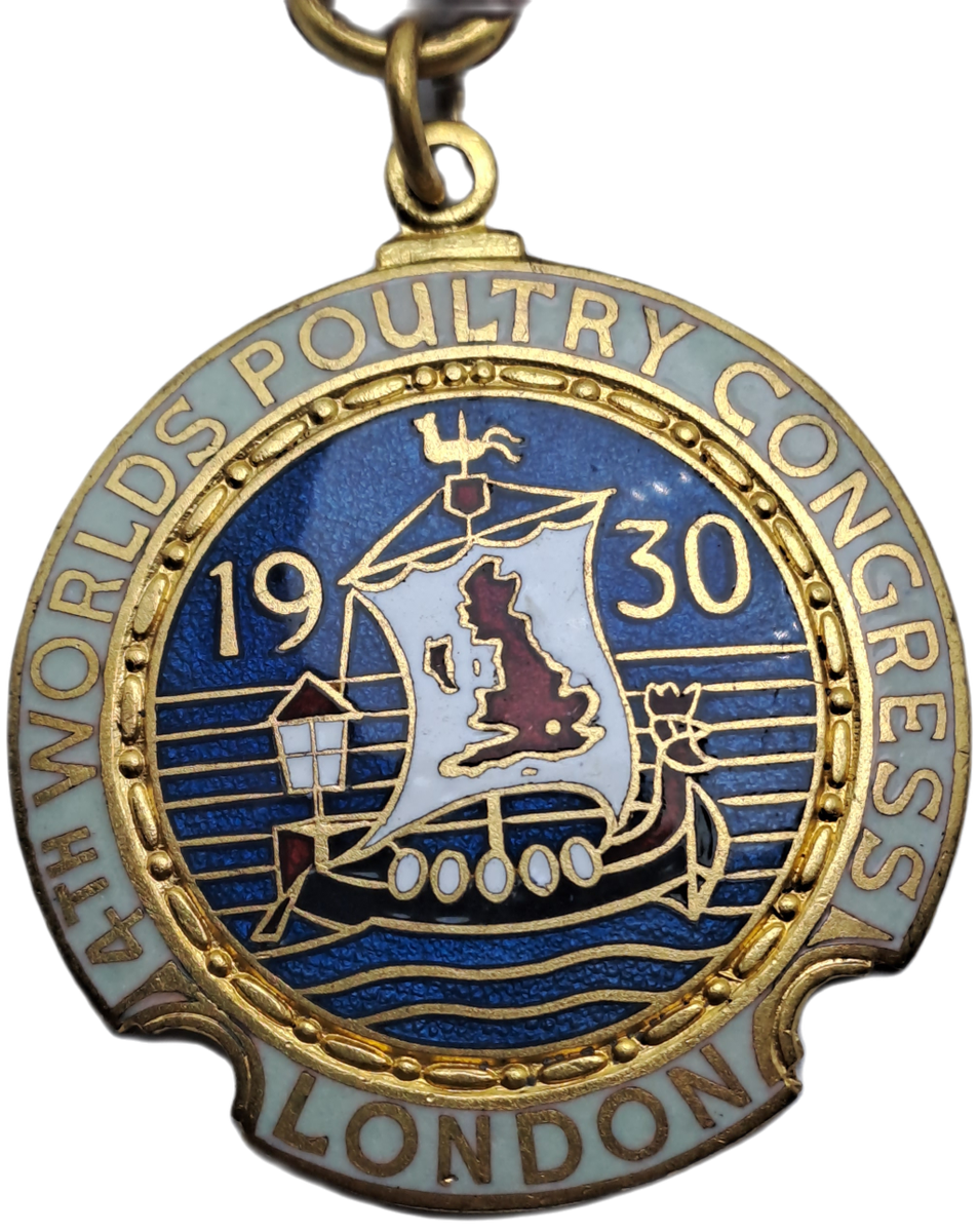 1930 Fourth Worlds Poultry Congress London Medal - Made by Thomas Fattorini Ltd. Birmingham  England