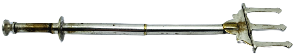 Antique Silver Plate Trident Bread Fork with Plunger Regd. No 570650