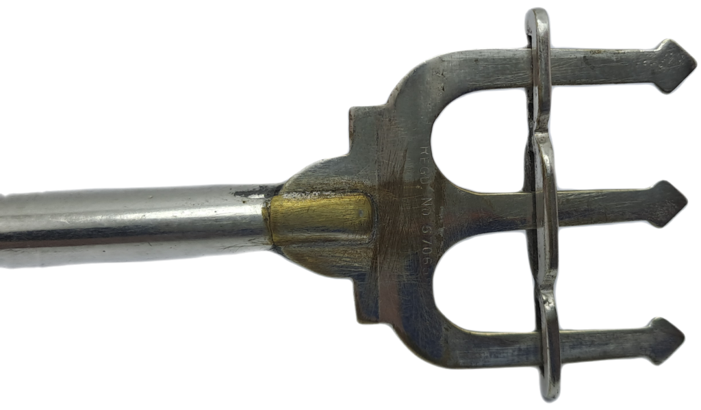 Antique Silver Plate Trident Bread Fork with Plunger Regd. No 570650