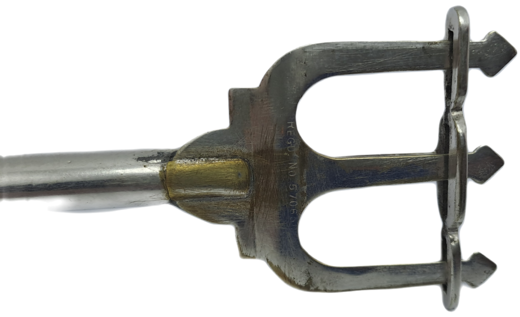 Antique Silver Plate Trident Bread Fork with Plunger Regd. No 570650