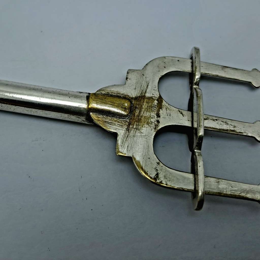Antique Silver Plate Trident Bread Fork with Plunger Regd. No 570650